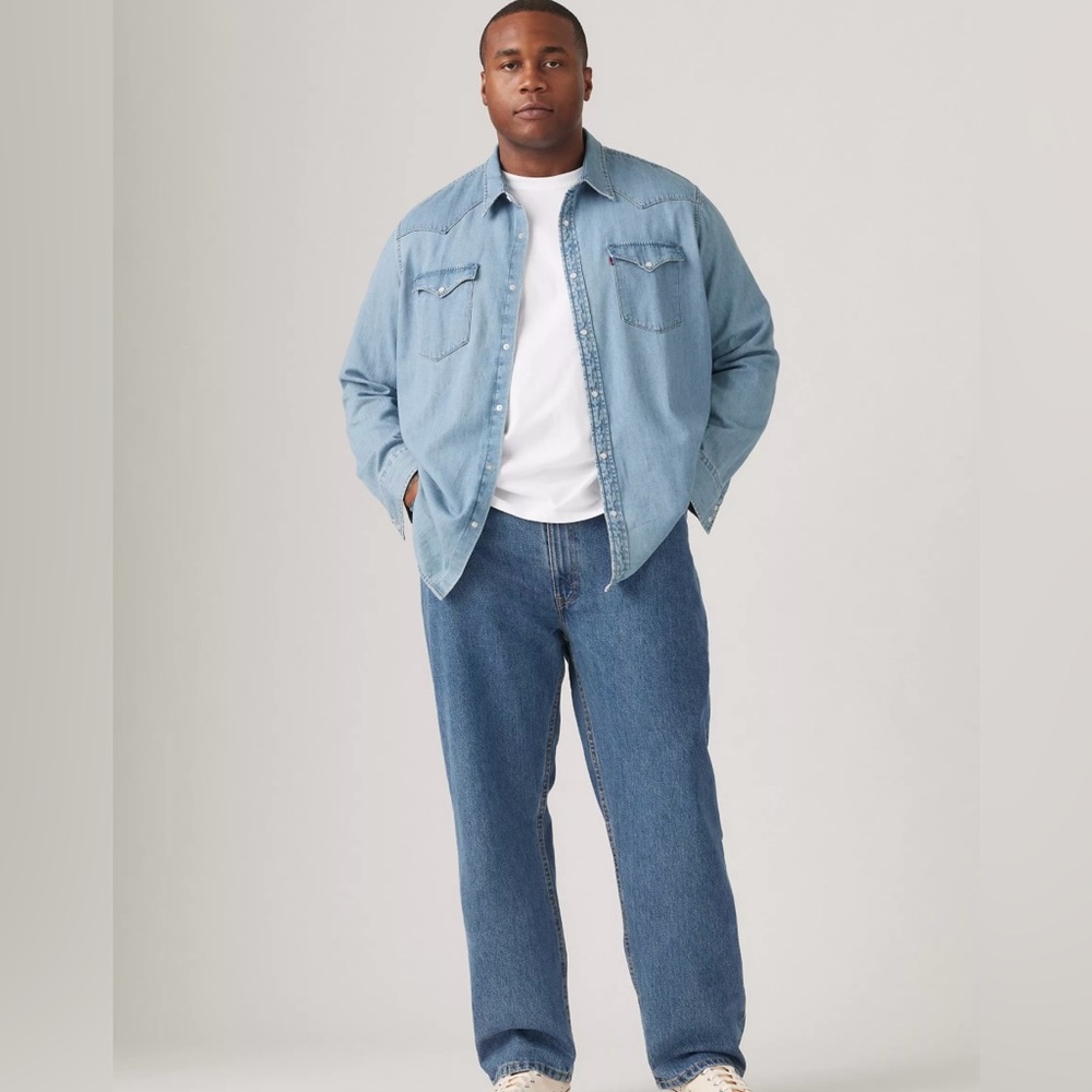 Levi's 505 Regular Fit Men's Jeans (Big & Tall) in color Medium Stonewash